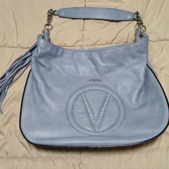 VALENTINO BY MARIO VALENTINO Leather Shoulder Bag In Blue - Picture 1 of 6